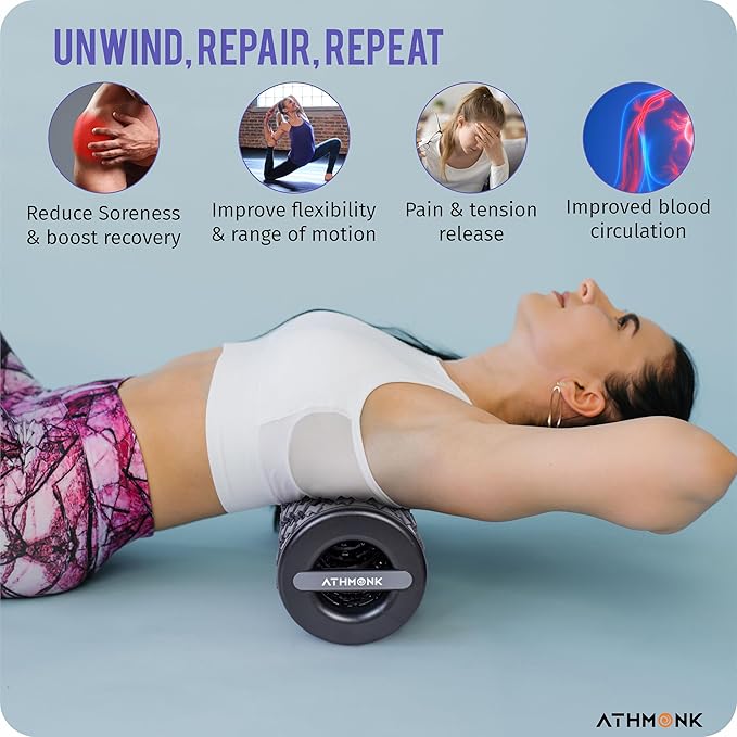 Athmonk Expandable Massage Roller - Foam Roller For Exercise & Physiotherapy - Back Massager Roller - Portable 3D Massager Roller for Body with Compact ABS Structure - 200 kg Weight Capacity - 35cm